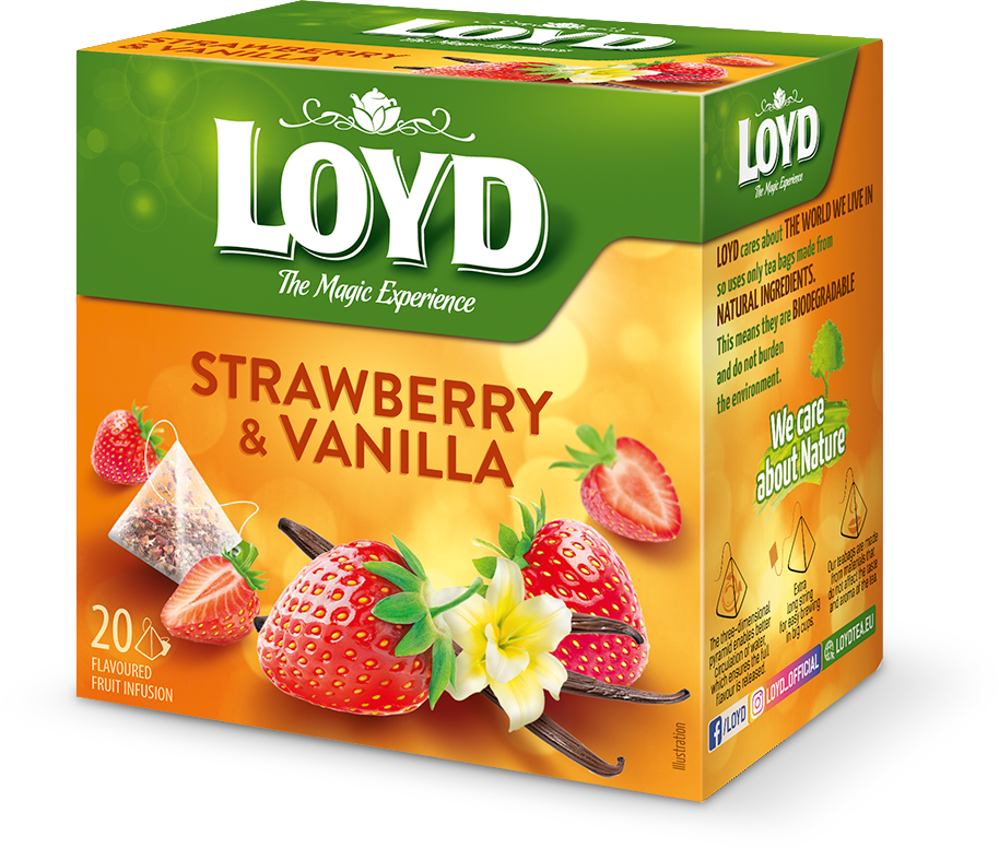دمنوش توت فرنگی و وانیل 20 عددی LOYD