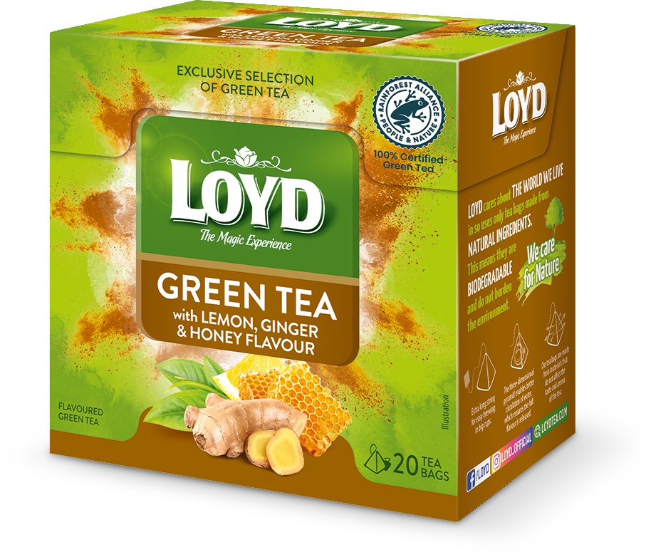 چای سبز با لیموترش و زنجبیل و عسل 20 عددی LOYD
